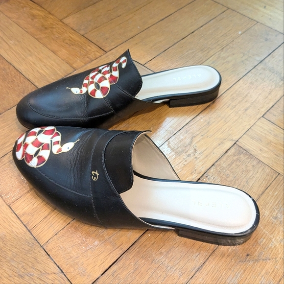 Alepel Women's Gold Snake Mule in Black Leather signed one of a kind - Picture 16 of 16